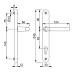 HOPPE 92mm CENTERS LEVER/LEVER 215mm SCREW CENTERS - Image 2