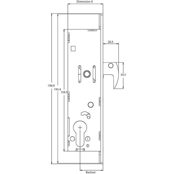 NELK EURO HOOK METAL DOOR LOCK /CW FACEPLATE - Image 2