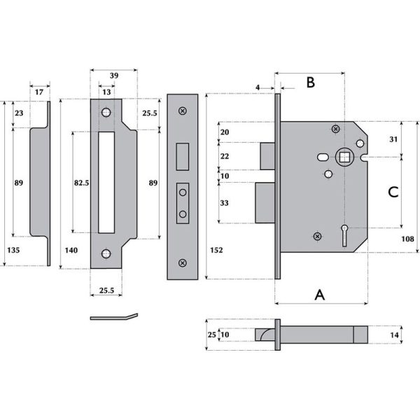 G5004  IMPERIAL 5 LEVER MORTICE DEADLOCK - Image 3
