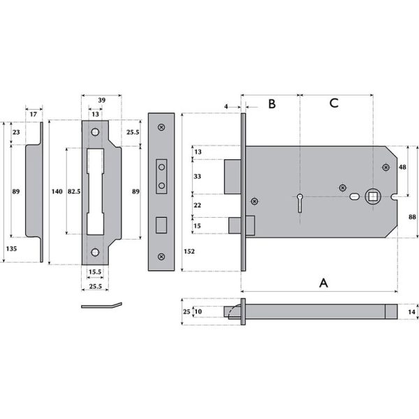 G5011/G5012  IMPERIAL 5 LEVER HORIZONTAL MORTICE LOCK - Image 3