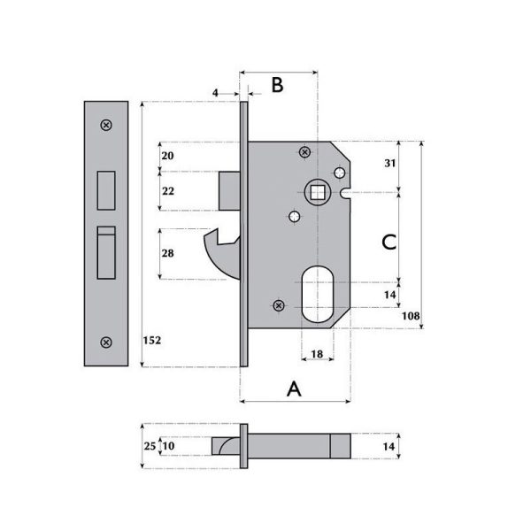 G7055  IMPERIAL OVAL-PROFILE MORTICE HOOKBOLT LOCK - Image 3