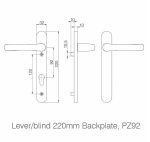 MILA PROLINEA LEVER/BLIND HANDLE 122mm SCREW CENTRES - Image 2