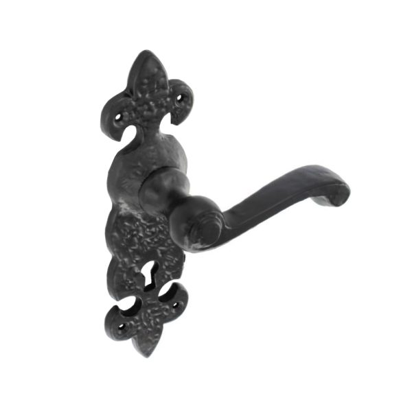 NELK FLER DE LYS LEVER LOCK HANDLES ON BACKPLATE - Image 1
