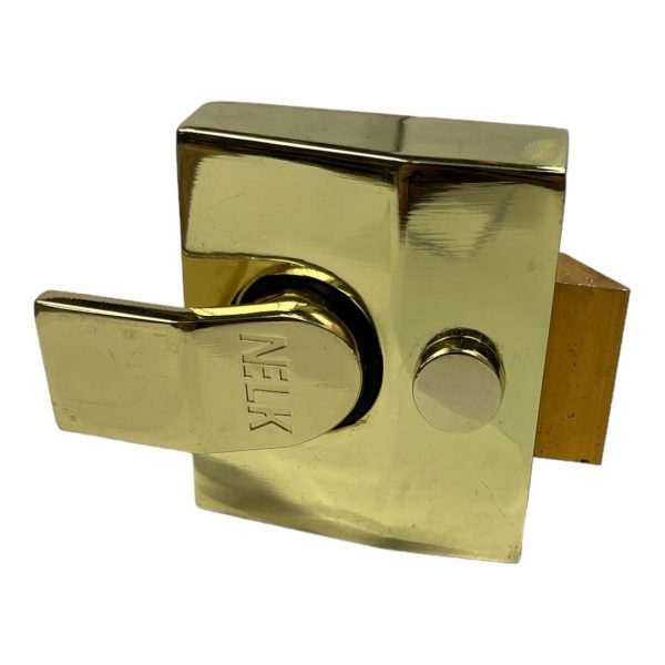white background with gold deadlock nightlatch