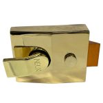 white background with gold deadlock nightlatch