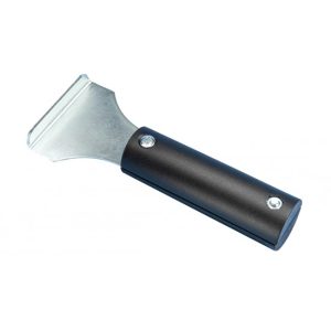 white background and silver deglazing tool with black handle