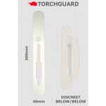 grey background with white door handle and hinge