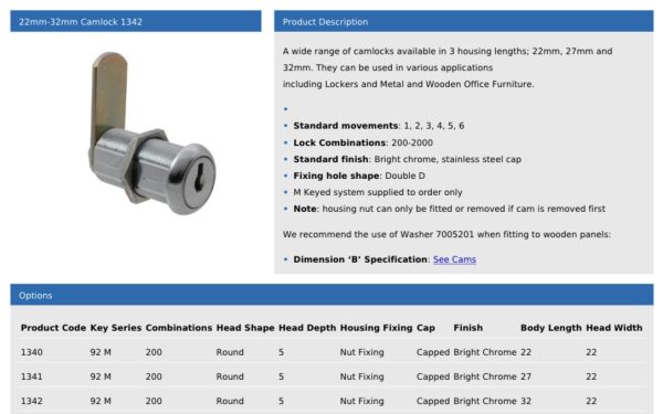 product description for nut fix camlock