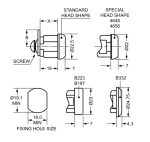 figure drawing of nut fix cam lock on white background