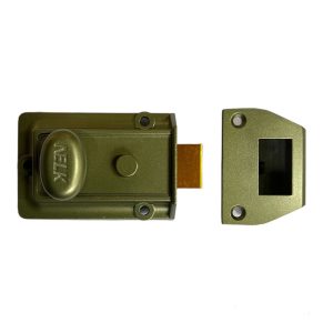 white background with gold lock latch