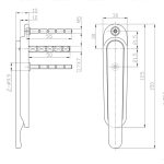 figure drawing of bi-fold door handle on white background