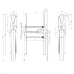 figure drawing of bi-fold door handle on white background
