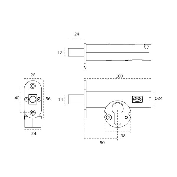 JNF MAGNETIC TUBULAR EURO DEAD BOLT – STAINLESS STEEL - Image 2