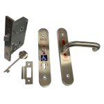NKS NATIONAL KEY SCHEME REVERSIBLE HANDING DISABLED BATHROOM LOCKSET COMPLETE WITH HANDLE (RADAR TYPE)