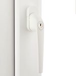 white background with gloss white door frame and handle