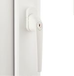 white background with gloss white door frame and handle